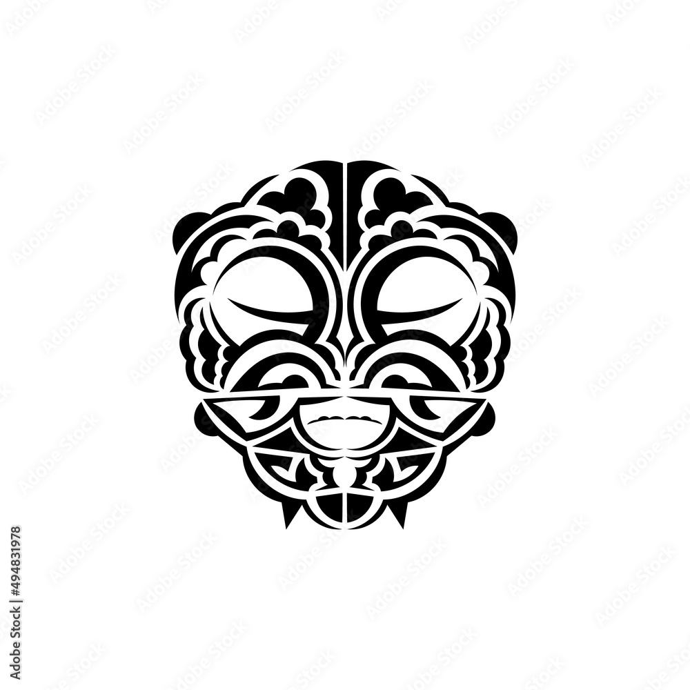 Fototapeta premium Viking faces in ornamental style. Maori tribal patterns. Suitable for prints. Isolated on white background. Vector.