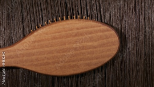 Hair brush combing brunette hair | Hair conditioner commercial