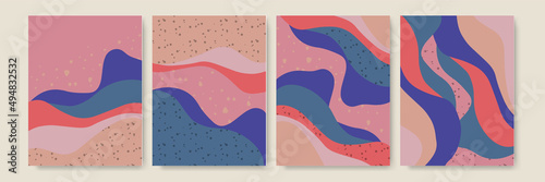 Creative minimalist hand painted Abstract art background with watercolor stain and Hand Drawn doodle Scribble Circle. Design for wall decoration, postcard, poster or brochure. Vector Illustration