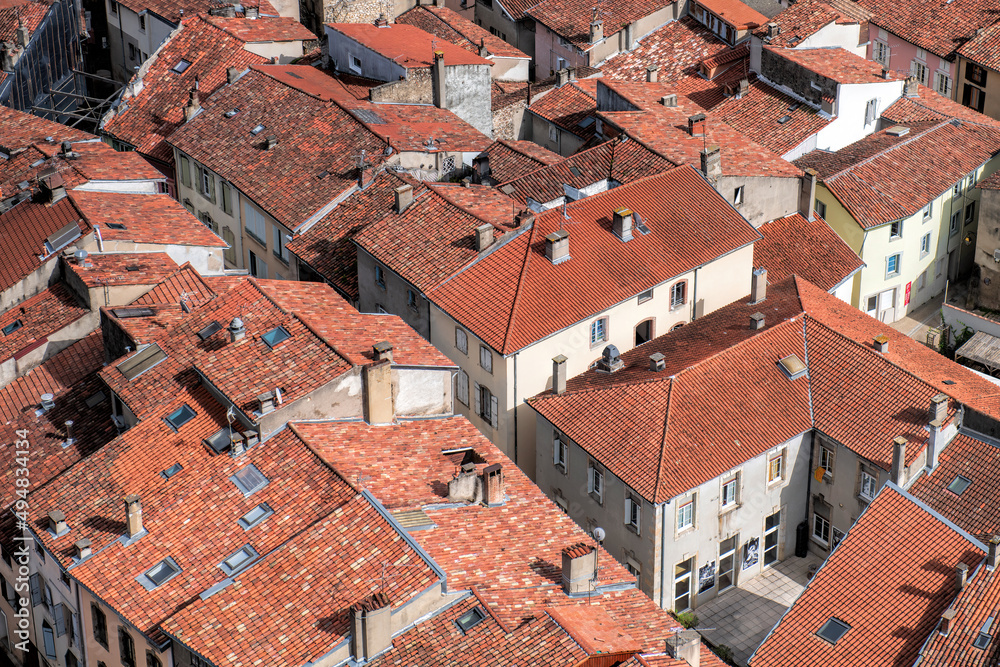 the red roofs of the town of Foix