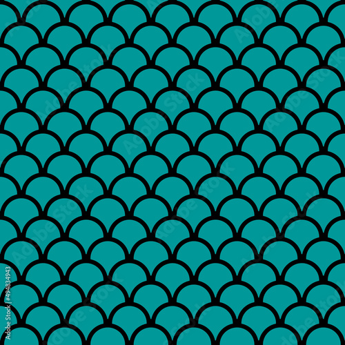 fish scale seamless pattern cyan background