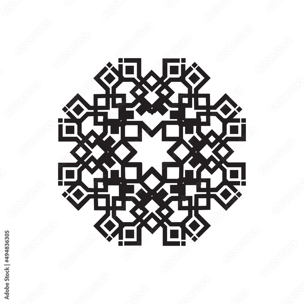 Circular pattern in form of mandala for Henna, Mehndi, tattoo, decoration border islamic line patern