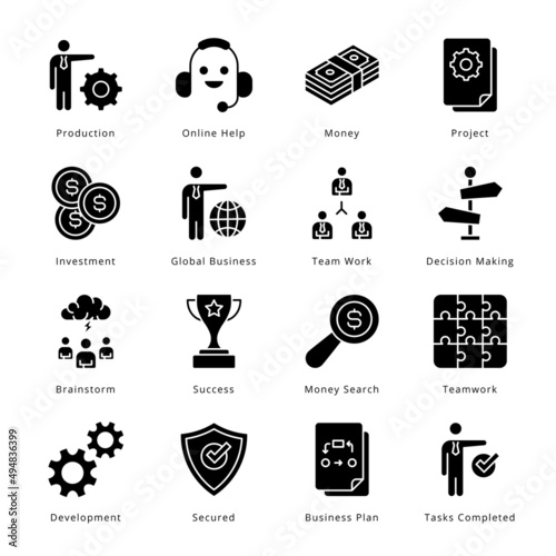 Smart Business Glyph Icons - Solid, Vectors;