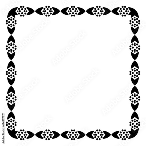 Border frame square pattern. Islamic, indian, greek motifs. Geometric frames in black color isolated on white background