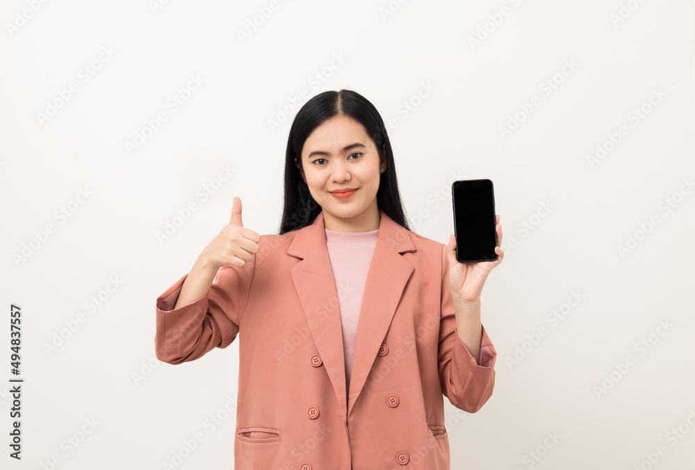 Cheerful young Asian woman using smartphone and checking message on mobile chat application isolated white background. Fashion style asian lovely woman playing game or shopping online by cellphone Cheerful young Asian woman using smartphone and checking message on mobile chat application isolated white background. Fashion style asian lovely woman playing game or shopping online by cellphone