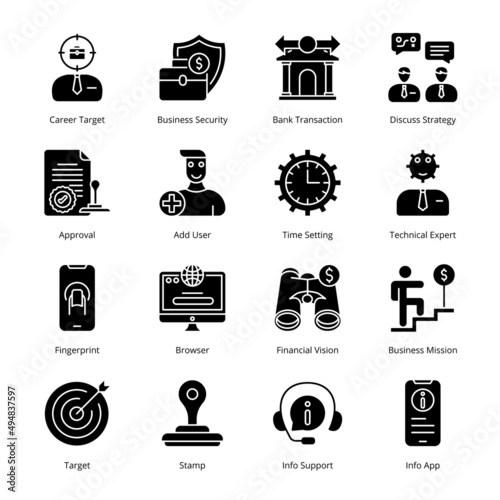 Smart Business Glyph Icons - Solid, Vectors;