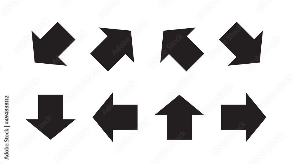 Arrow icon or set of signs. Flat design. Vector illustration. web design elements. right, left, up, down, west, northwest, southwest, north, southeast, south, east, northeast, and southeast symbol Arrow icon or set of signs. Flat design. Vector illustration. web design elements. right, left, up, down, west, northwest, southwest, north, southeast, south, east, northeast, and southeast symbol