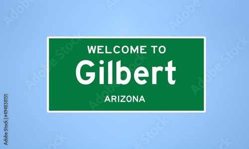 Gilbert, Arizona city limit sign. Town sign from the USA. photo