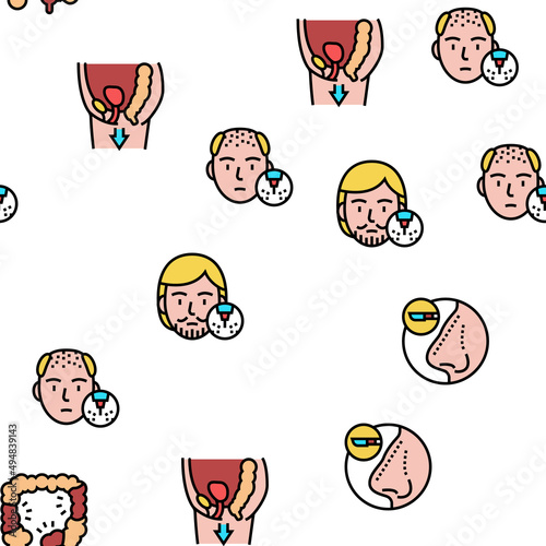Disease Human Organ Vector Seamless Pattern Thin Line Illustration