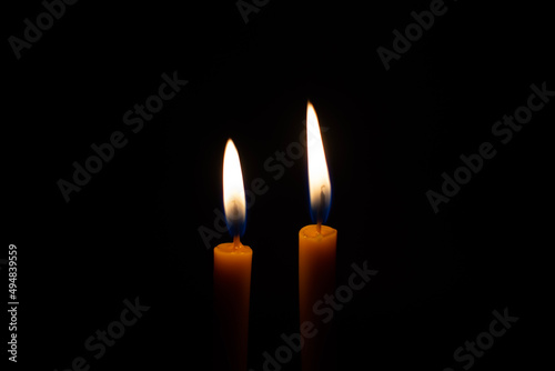 Candles lit at night, using candles when there is no electricity