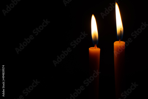 Candles lit at night, using candles when there is no electricity