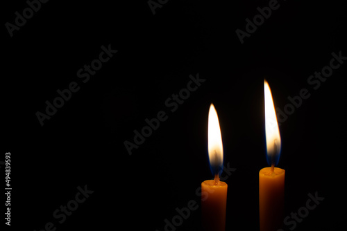 Candles lit at night, using candles when there is no electricity