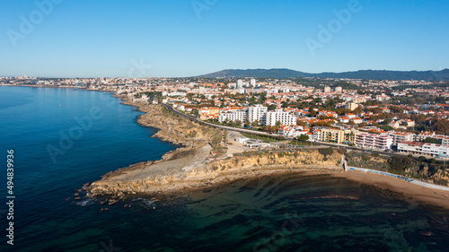 wide view of city and ocean at beach of "bico" in Estoril © surfmore