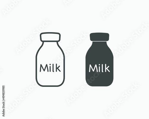 Milk bottle vector icon set