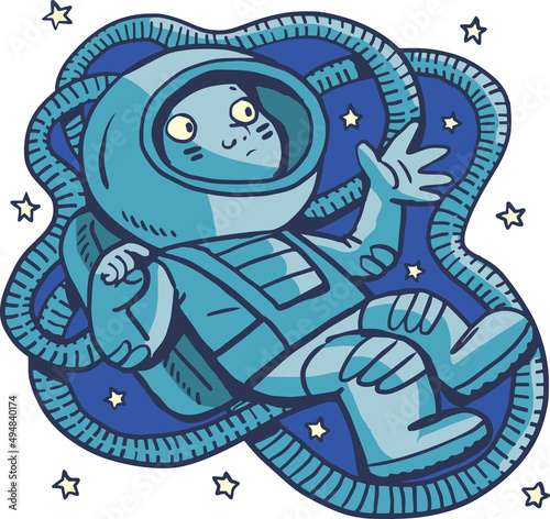 baby cosmonaut looks to the future