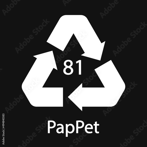 Paper (cardboard). Recycling codes 81 PapPet. Composite materials sign. Vector illustration