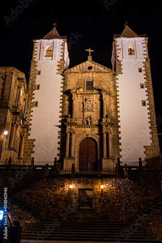 San Francisco Javier church built in baroque style in Caceres, Spain at night