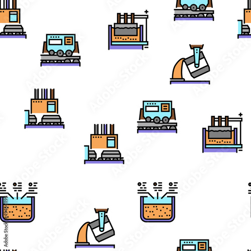 Aluminium Production Vector Seamless Pattern Thin Line Illustration