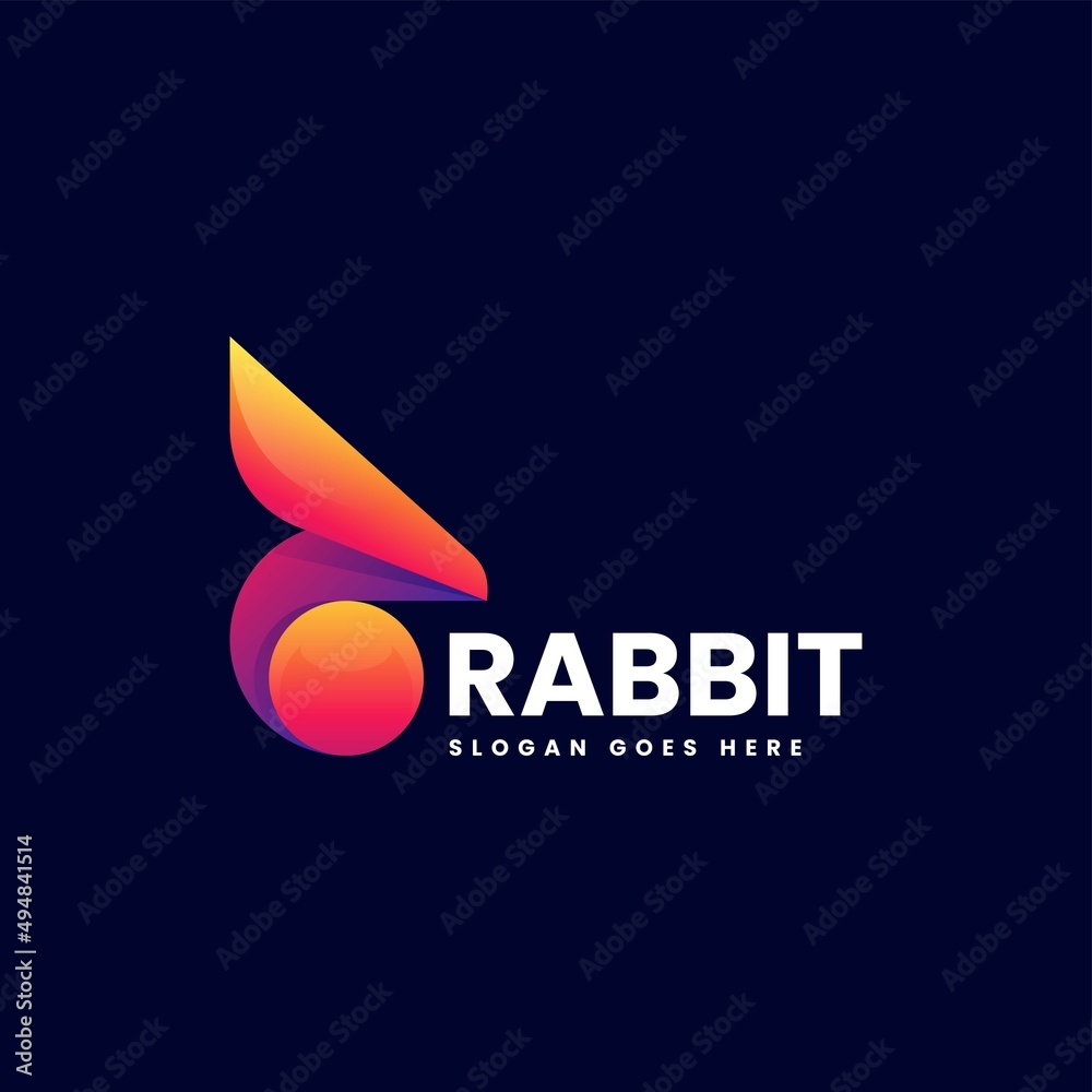 Vector Logo Illustration Rabbit Gradient Colorful Style.