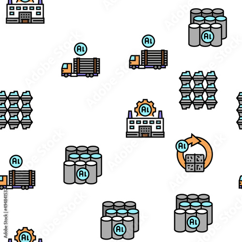 Aluminium Production Vector Seamless Pattern Thin Line Illustration