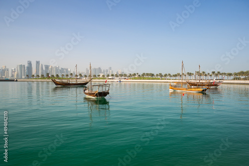 The traditional dhows on Doha Corniche, Qatar © gumbao