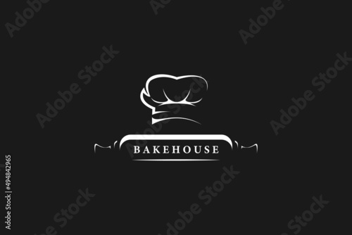 silhouette bakery logo design vector
