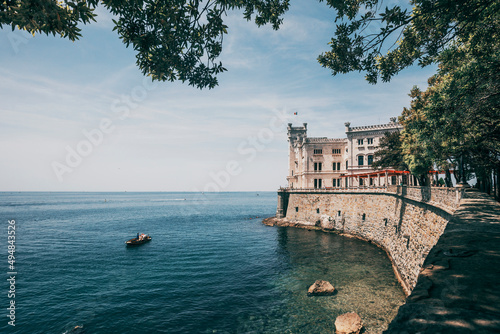 Fototapeta Naklejka Na Ścianę i Meble -  view of the miramare castle by the sea in trieste