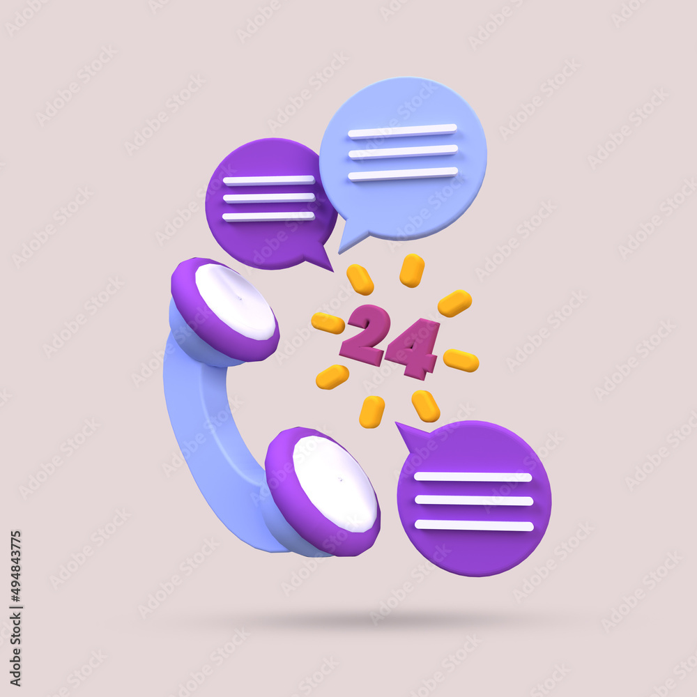 Support operator with headphones illustration for business idea concept isolated on colorful background,3D,render Support operator with headphones illustration for business idea concept isolated on colorful background,3D,render