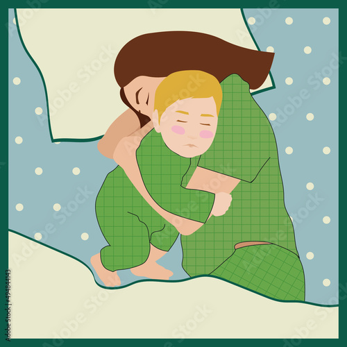 Mother and child sleeping 