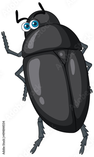 A black beetle cartoon character isolated