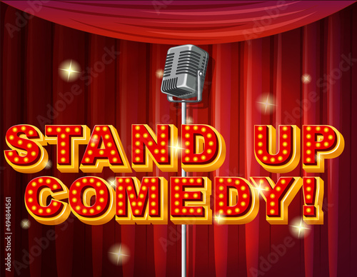 Stand up comedy logo with microphone