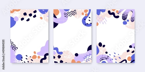 Abstract story backgrounds with geometric shapes pattern. Creative cards desi...
