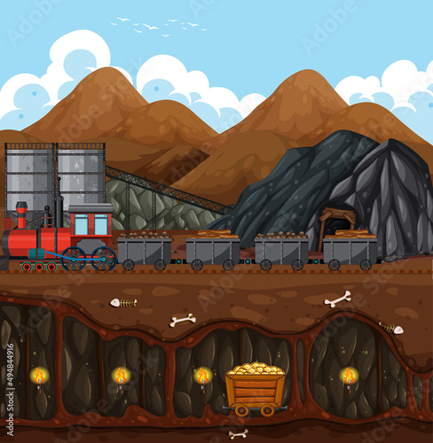 Outdoor scene with a steam locomotive train