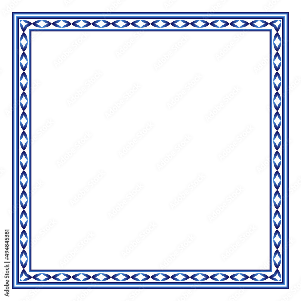 Border frame ceramic tile pattern. Islamic, indian, arabic motifs. Damask border square pattern. Porcelain ethnic bohemian background Border frame ceramic tile pattern. Islamic, indian, arabic motifs. Damask border square pattern. Porcelain ethnic bohemian background