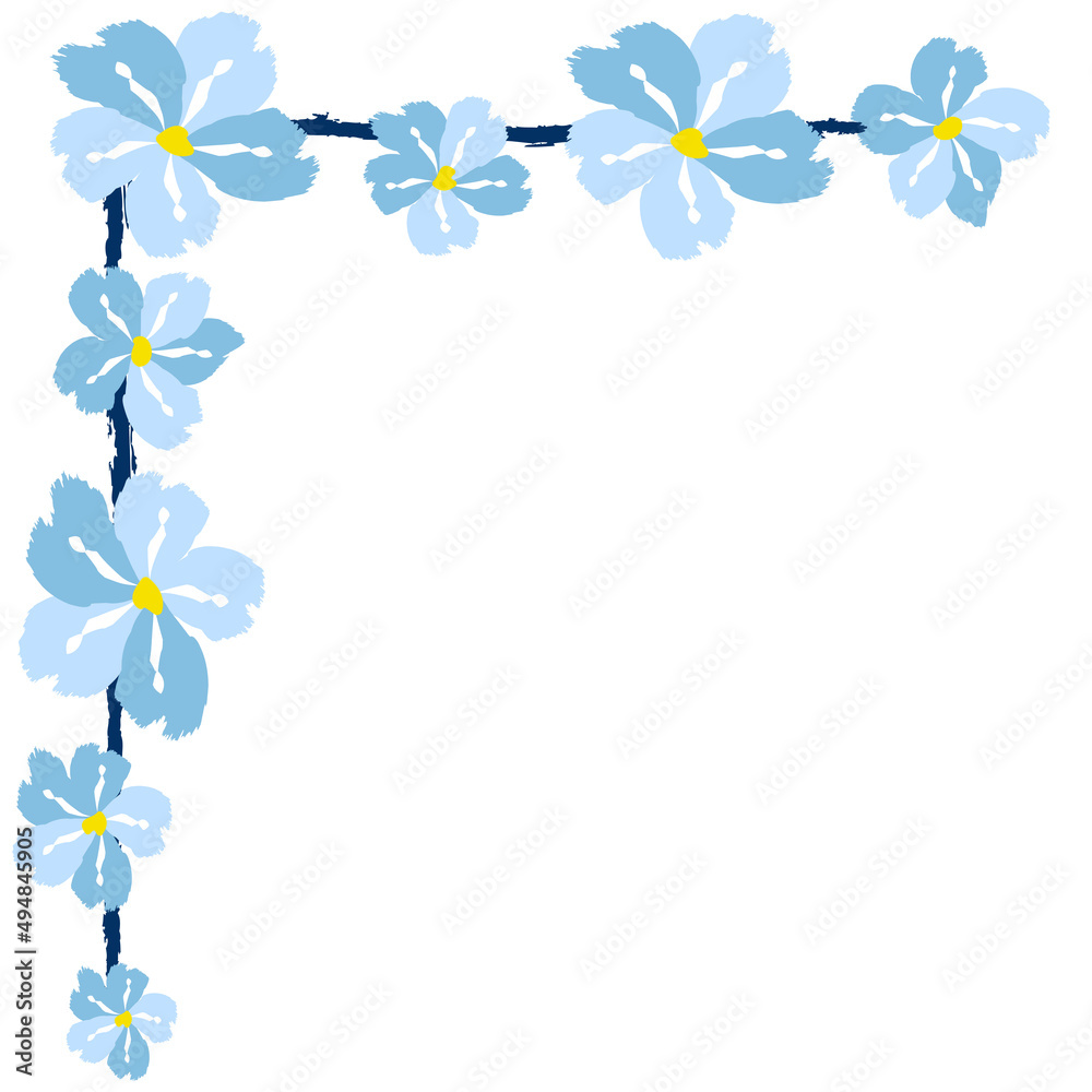 Flower frame border size a4, format a4. Floral pattern. Cute floral background. Background with flower brush strokes