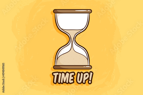 hourglass with colored hand drawn style on yellow background
