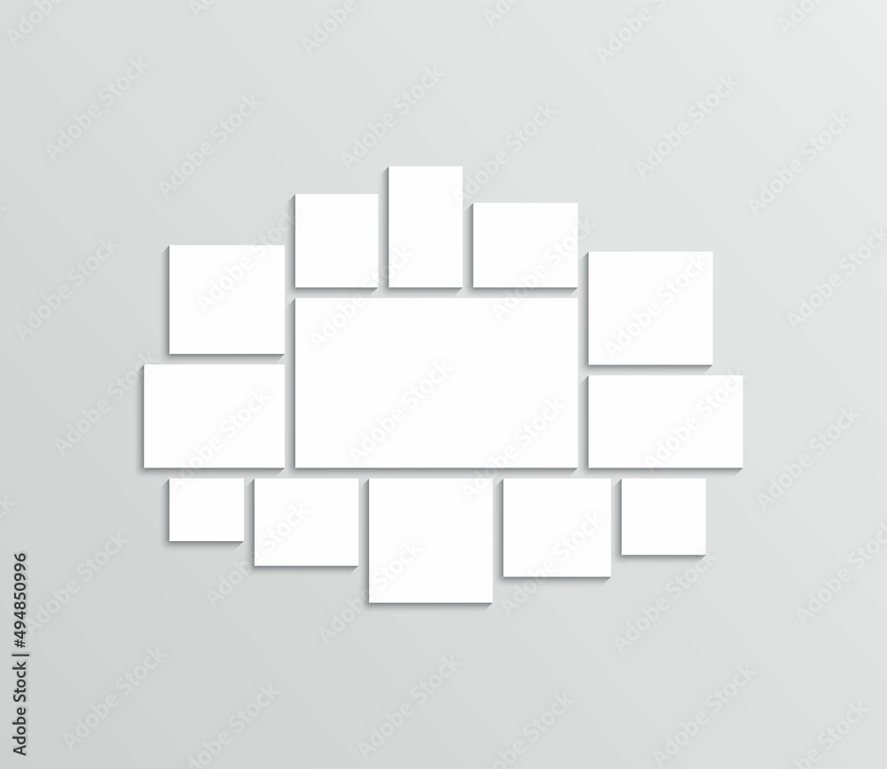 Moodboard template. Photo collage layout. Mood board grid. Mosaic pictures frame. Modern gallery banner. Album brandboard. Retro scrapbook background. Portfolio images. Vector illustration Moodboard template. Photo collage layout. Mood board grid. Mosaic pictures frame. Modern gallery banner. Album brandboard. Retro scrapbook background. Portfolio images. Vector illustration