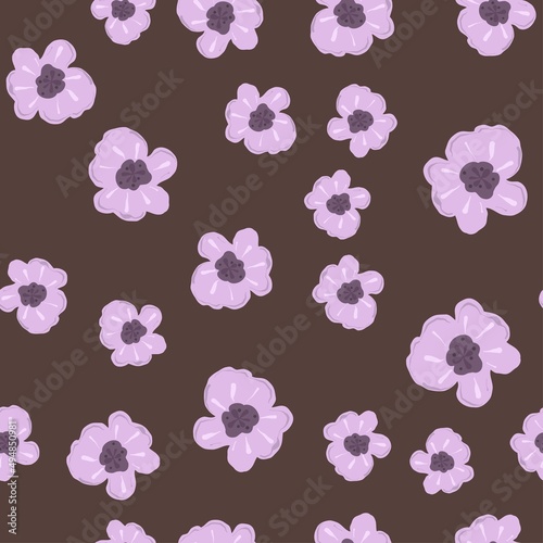 Floral pattern. Purple flowers on a dark background. Pattern for textiles  home decor  curtains  napkins.