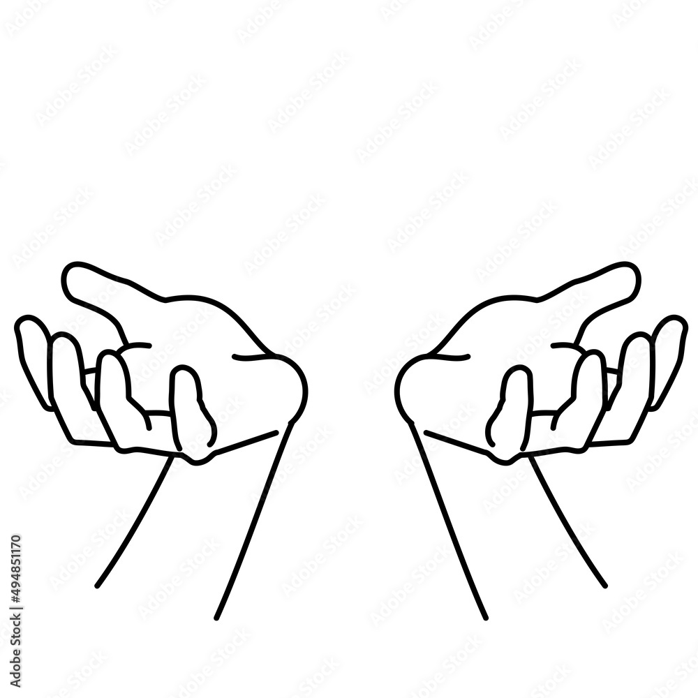 手のひらを上に向けて祈る手のイラスト 線画 Stock Vektorgrafik Adobe Stock