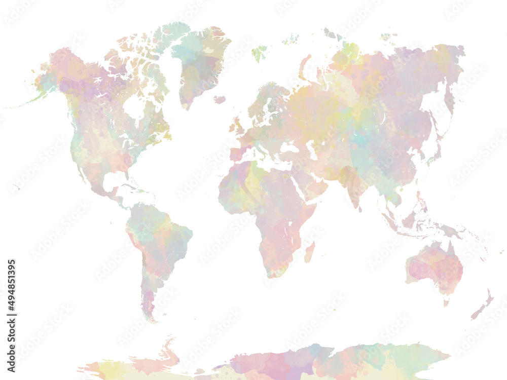 World map in watercolor