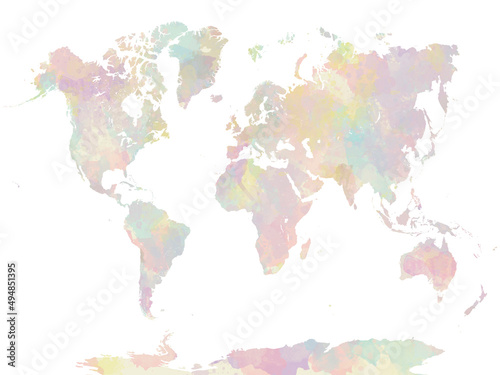 Fototapeta Naklejka Na Ścianę i Meble -  World map in watercolor