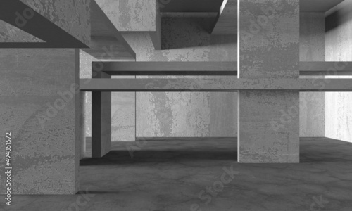 Abstract architecture background. Empty rough concrete interior