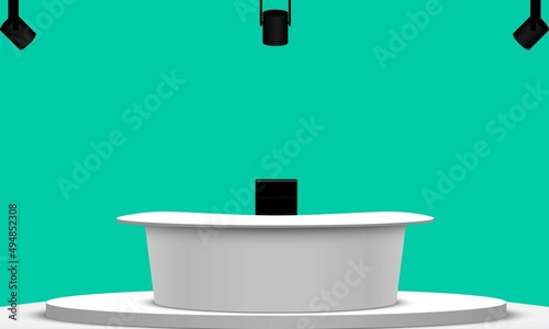 news studio room with the green background	
