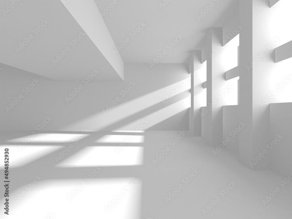 Fototapeta premium Illuminated corridor interior design. Empty Room Interior Background