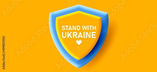 Stand with ukraine 3d shield, protection of nation from agression