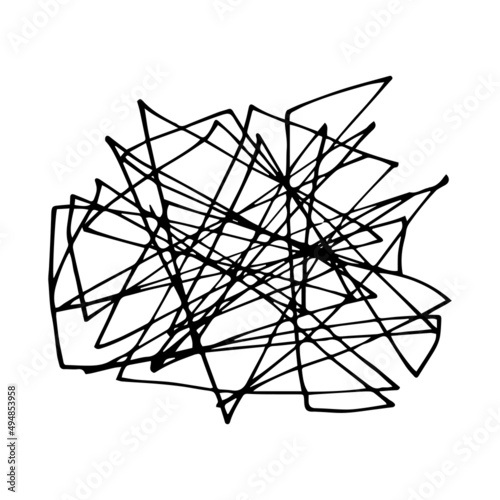 Hand drawn doodle abstract tangled scribble. Vector random chaotic lines.