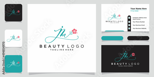 Initial letter JM luxury Logo design with business card design
