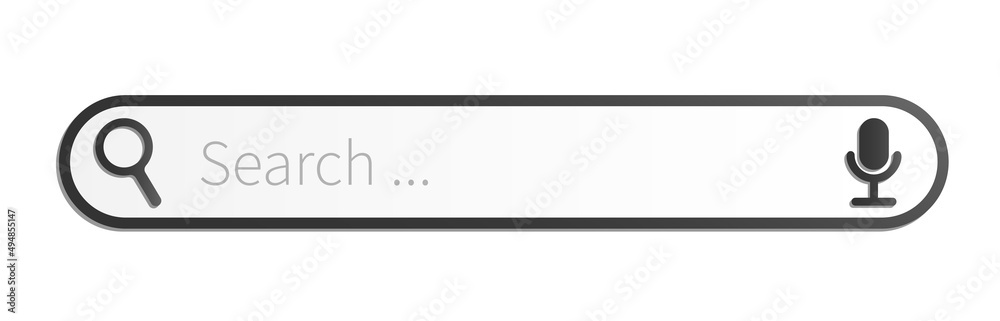 browser or mobile app search bar with microphone and magnifying glass icons isolated on white, vector illustration browser or mobile app search bar with microphone and magnifying glass icons isolated on white, vector illustration