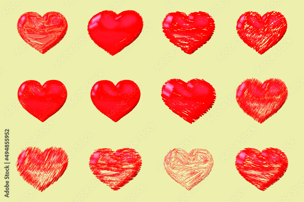 set of red hearts