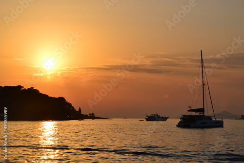 Yachts at sunset in Cavtat, Croatia © Anastasia